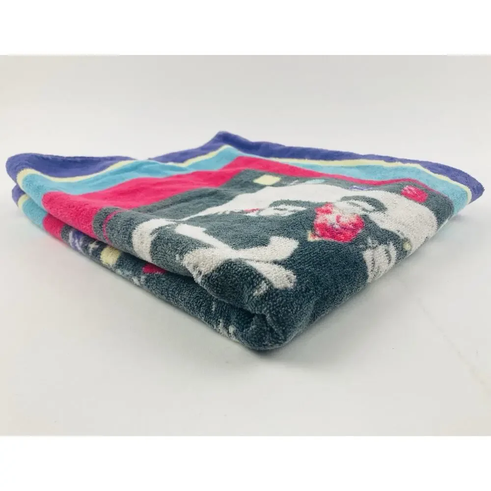 Vintage New Kids On The Block Beach Towel Retro 1990 Purple 46”X24” Magenta Teal